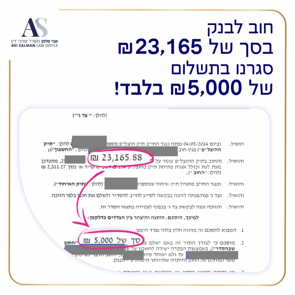 חוב בסך 23,000 שח נסגר בסך 5,000 שח