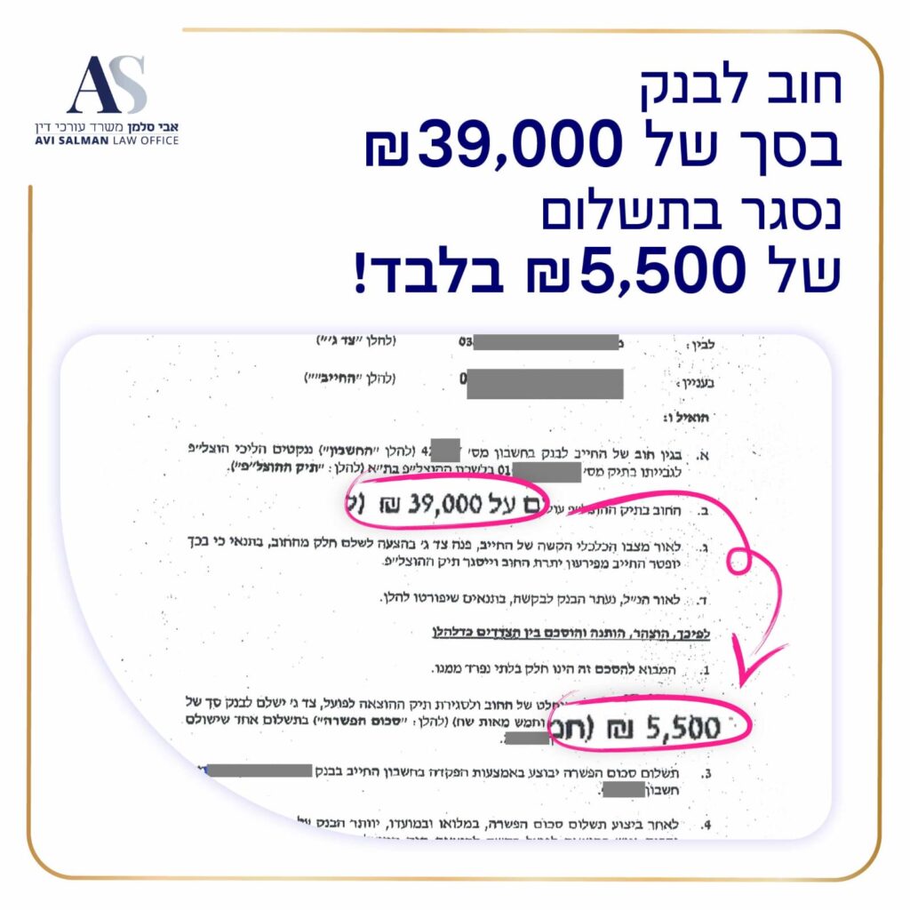 חוב בסך 39,000 ש"ח נסגר בסכום של 5,500 ש"ח